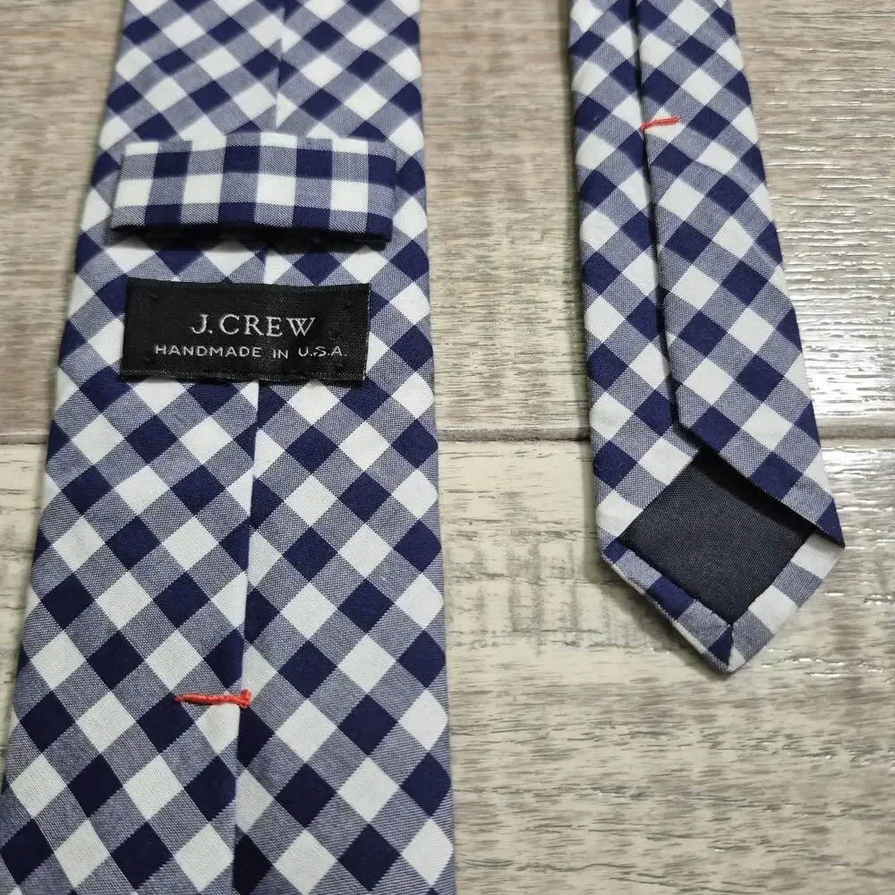 J.Crew Handmade USA Tie Lot Plaid Linen Baird McNutt & Blue Gingham Neckties